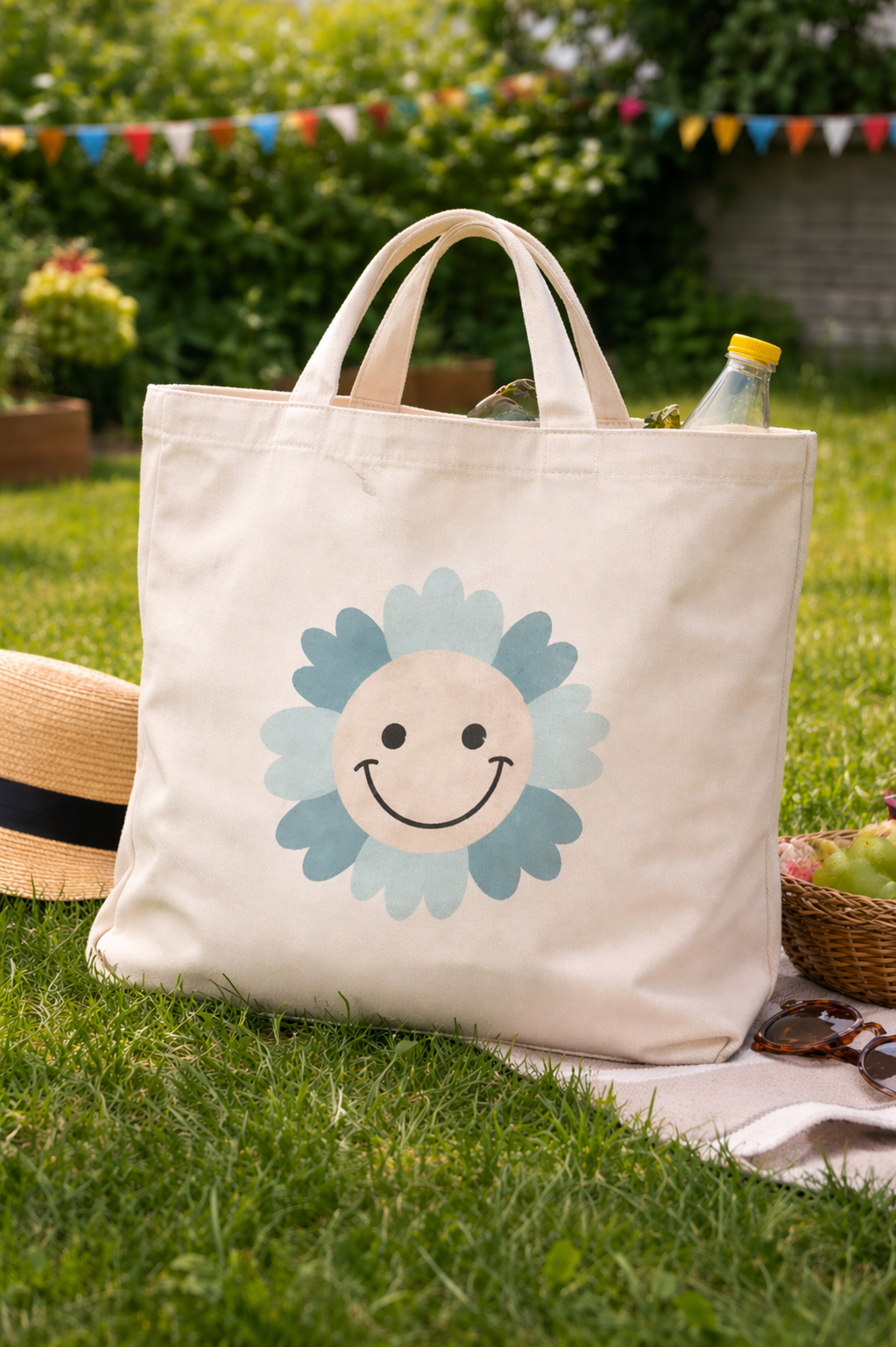 Bügelbild blaue Blume