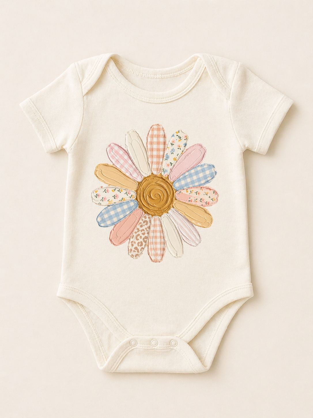 Bügelbild gemalte Patchwork-Blume