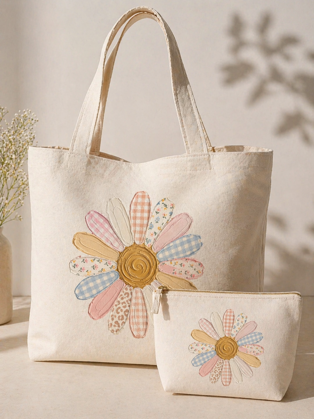 Bügelbild gemalte Patchwork-Blume