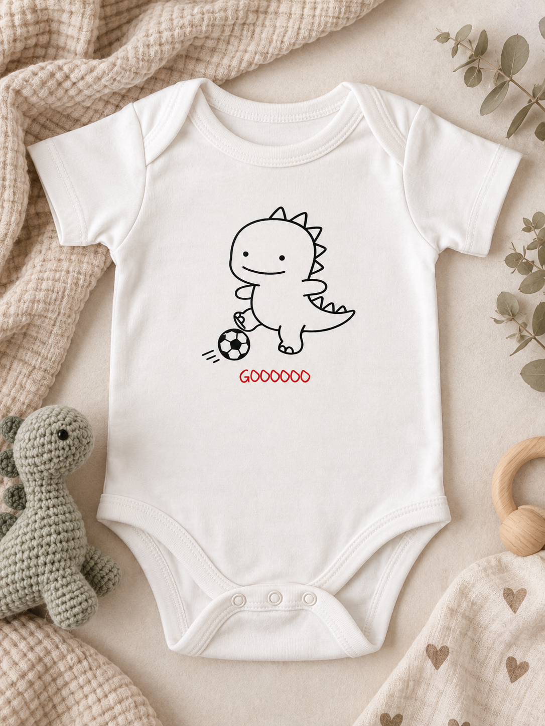 Bügelbild Fußball Dino