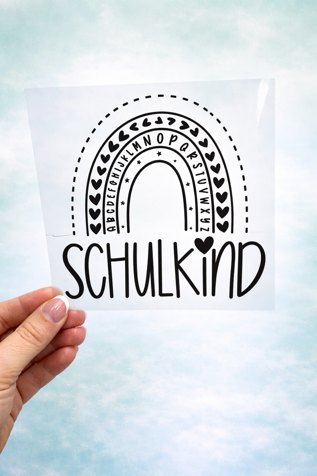 Bügelbild Schulkind - Regenbogen