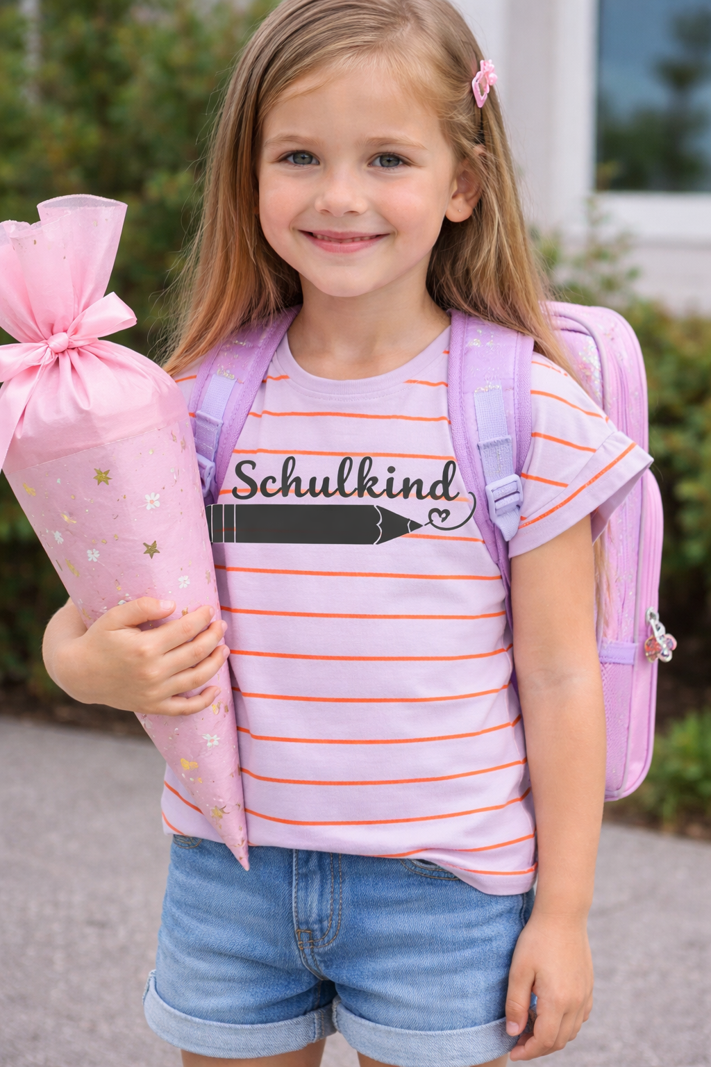Bügelbild Schulkind mit Stift