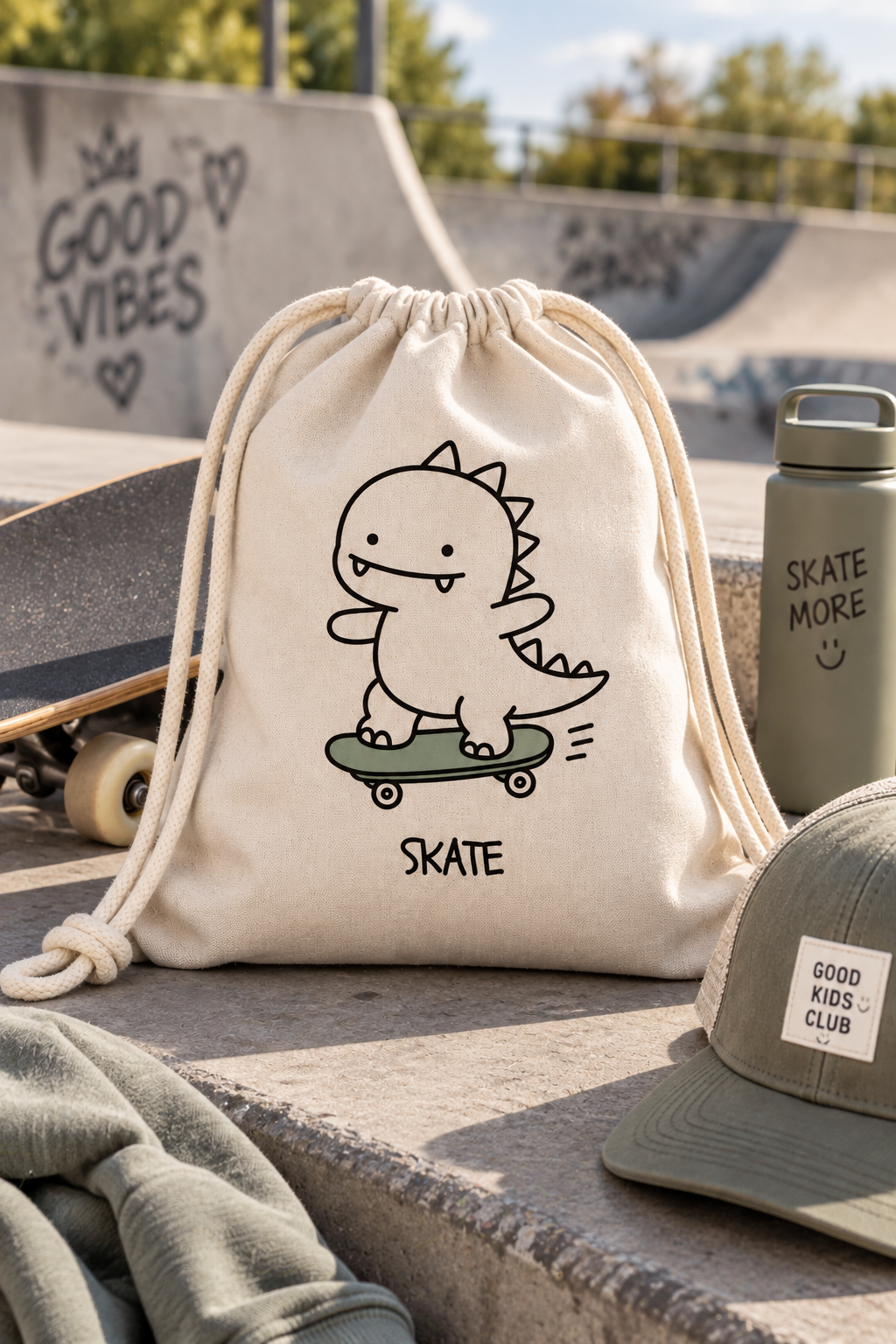 Bügelbild skater Dino