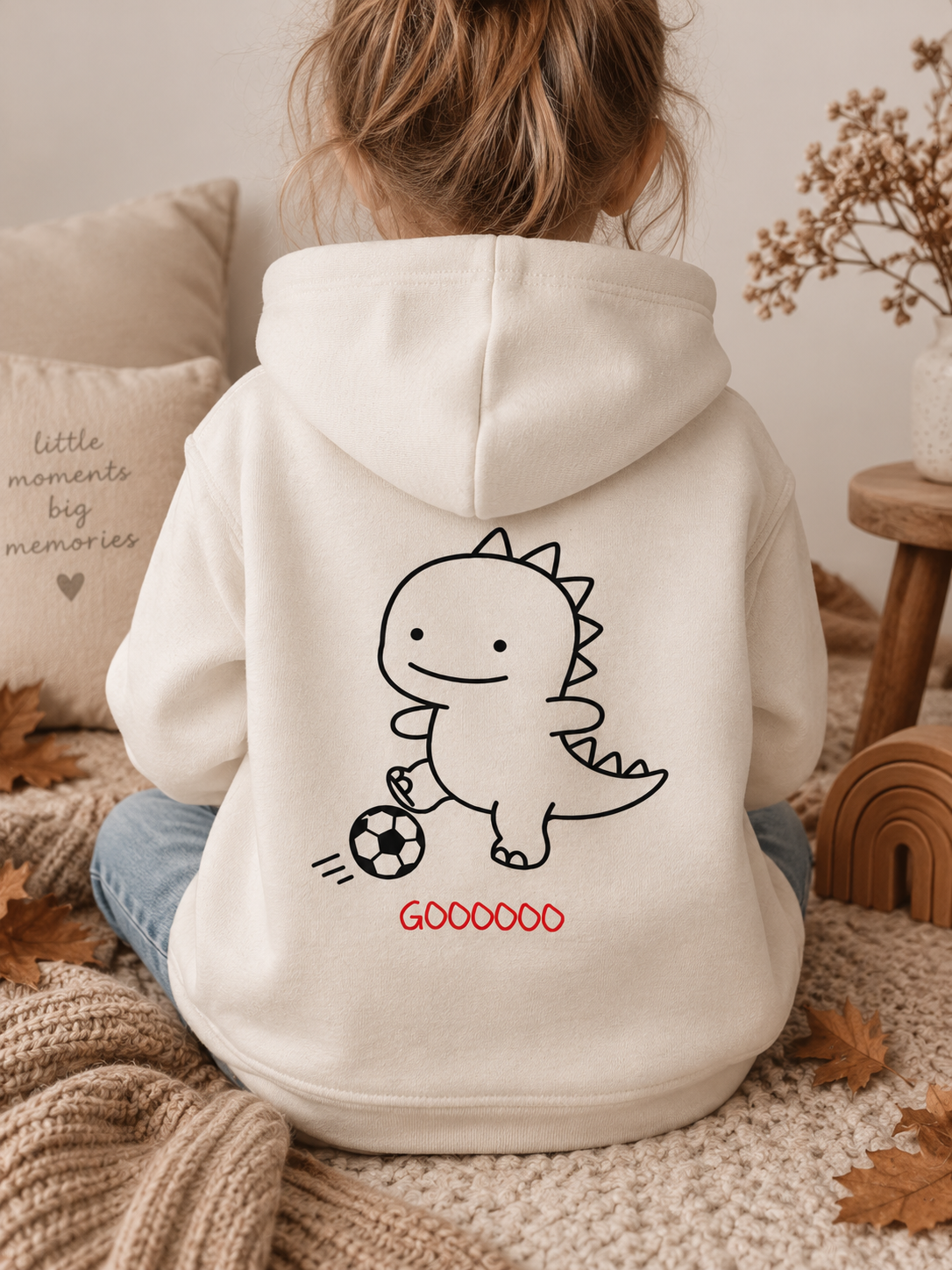 Bügelbild Fußball Dino